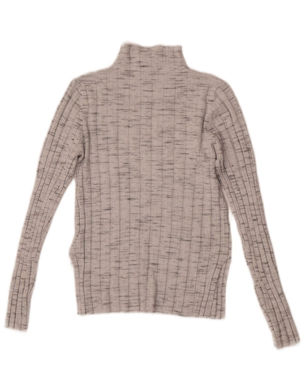Suéter feminino Topshop com gola tartaruga pequena Reino Unido 8 pequeno cinza manchado