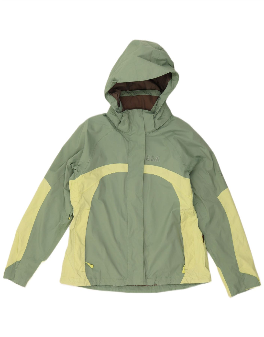 Jaqueta corta-vento feminina JACK WOLFSKIN Reino Unido 14 bloco colorido verde médio
