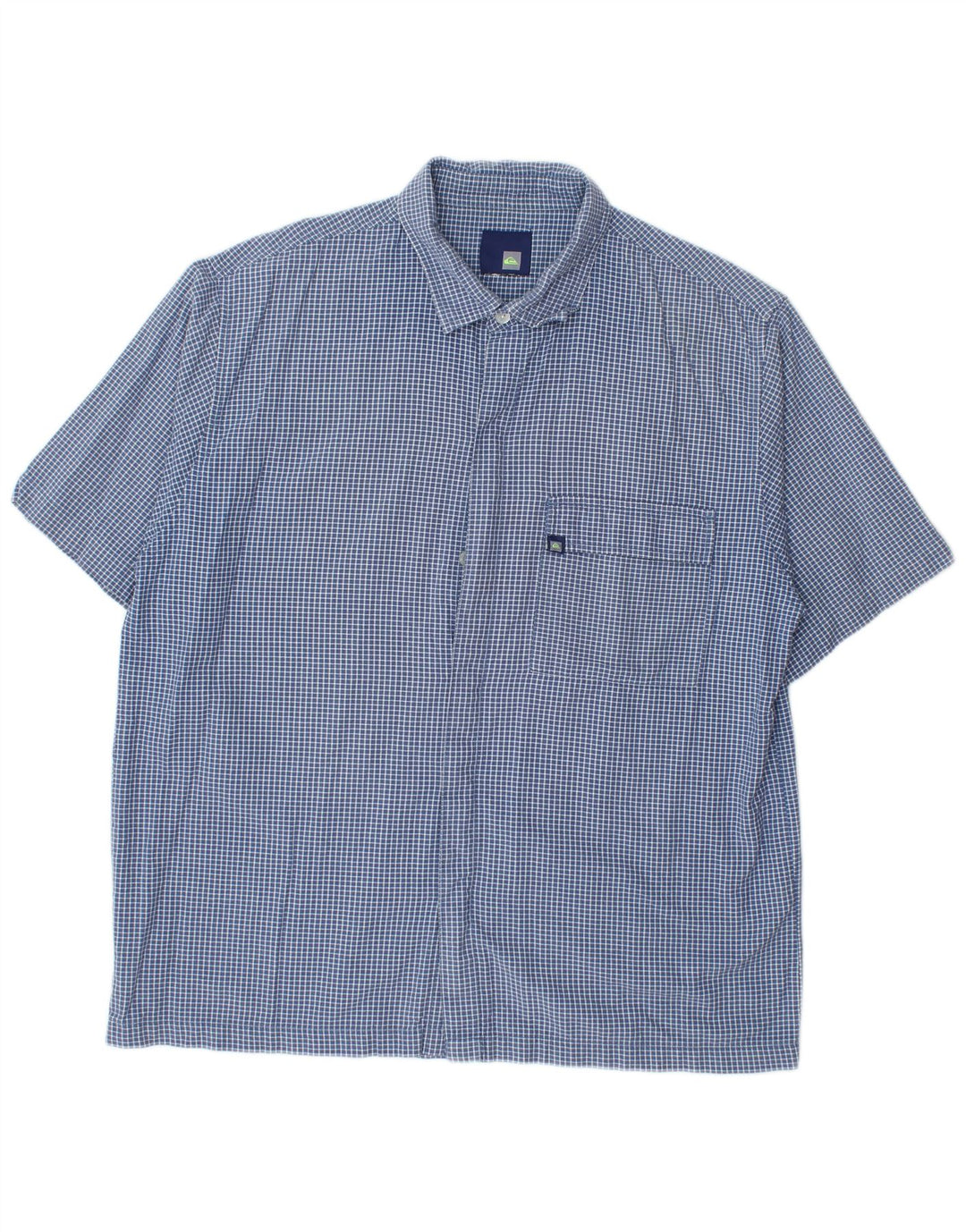 Camisa masculina de manga curta Quiksilver grande algodão xadrez azul
