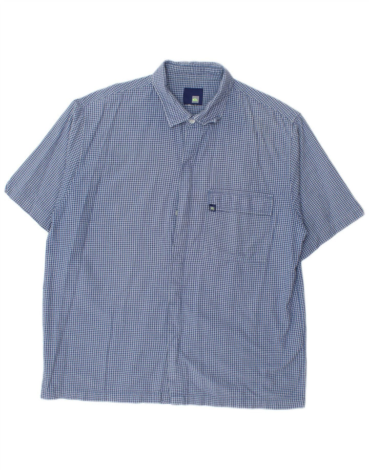 Camisa masculina de manga curta Quiksilver grande algodão xadrez azul