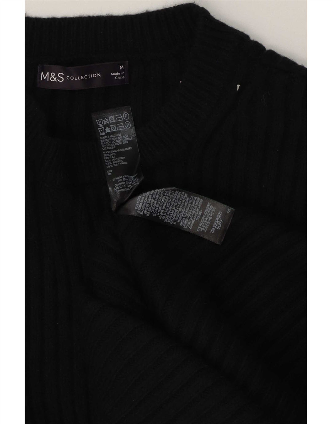 Vestido jumper feminino de manga comprida Marks & Spencer Reino Unido 14 médio preto