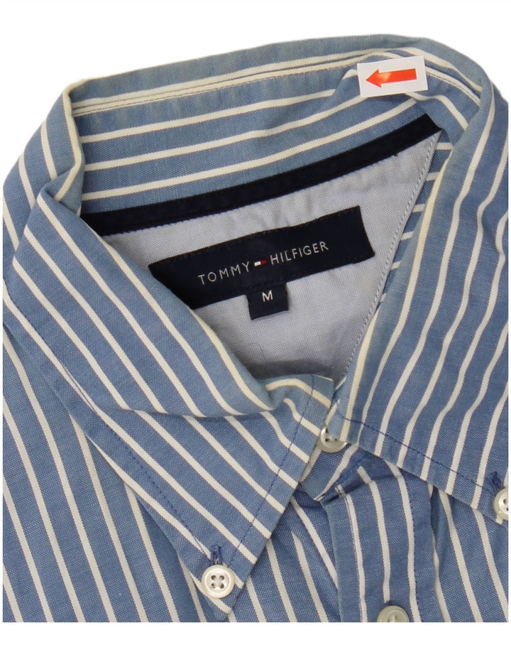 Camisa masculina TOMMY HILFIGER de algodão listrado azul médio