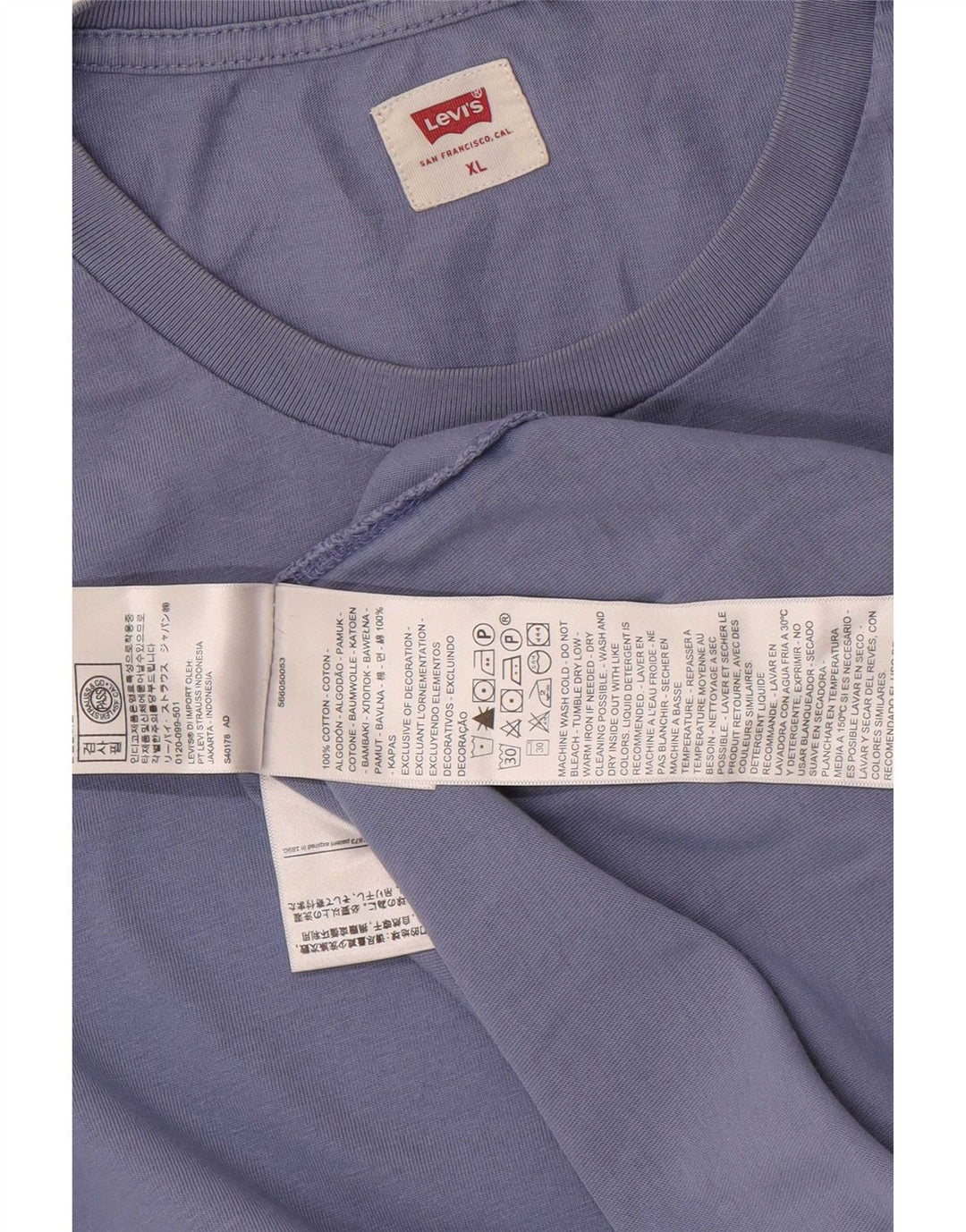 Camiseta masculina Levi's Top XL algodão azul