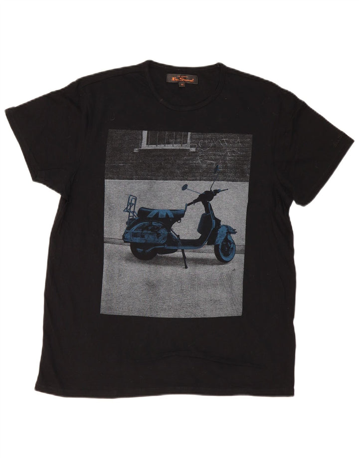 Camiseta gráfica masculina Ben Sherman Top médio algodão preto