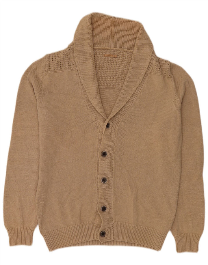 Suéter cardigã masculino Massimo Dutti algodão bege médio
