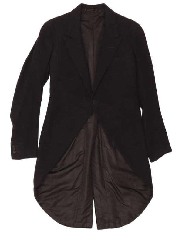 Jaqueta blazer masculina vintage com 1 botão e fraque Reino Unido 34 XS preta