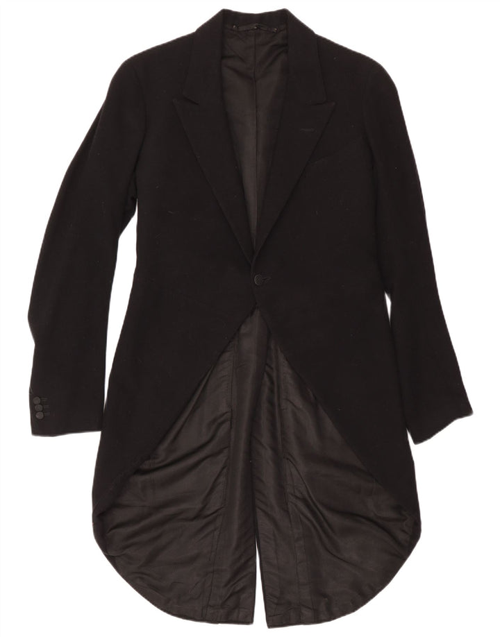 Jaqueta blazer masculina vintage com 1 botão e fraque Reino Unido 34 XS preta