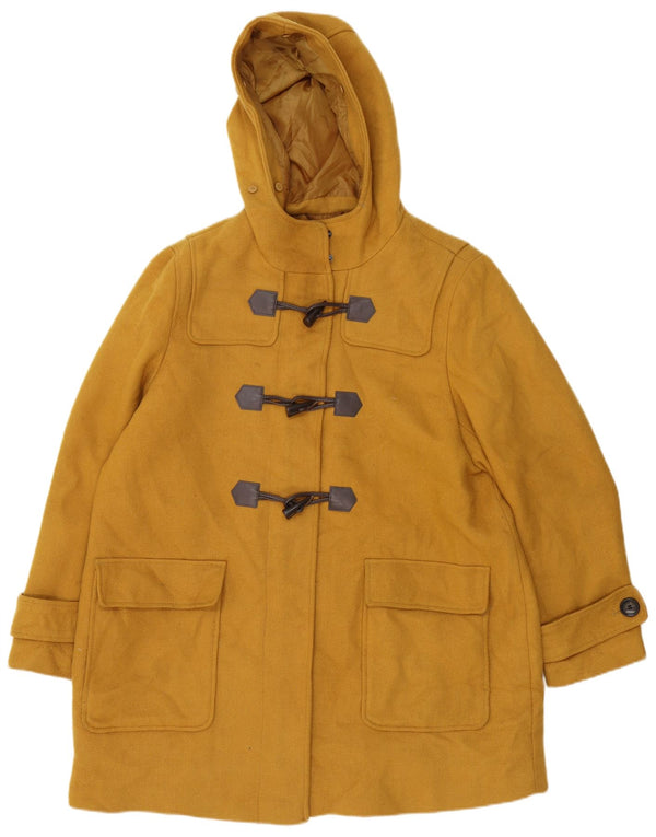 Casaco Duffle feminino com capuz Marks & Spencer UK 20 2XL poliéster amarelo