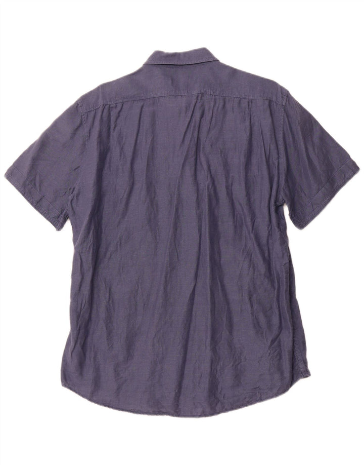 Camisa militar masculina VINTAGE de manga curta grande azul marinho