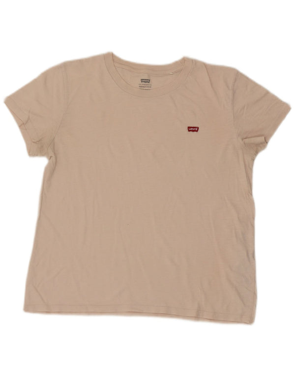 Camiseta feminina Levi's Perfect Crew Top UK 14 algodão bege médio