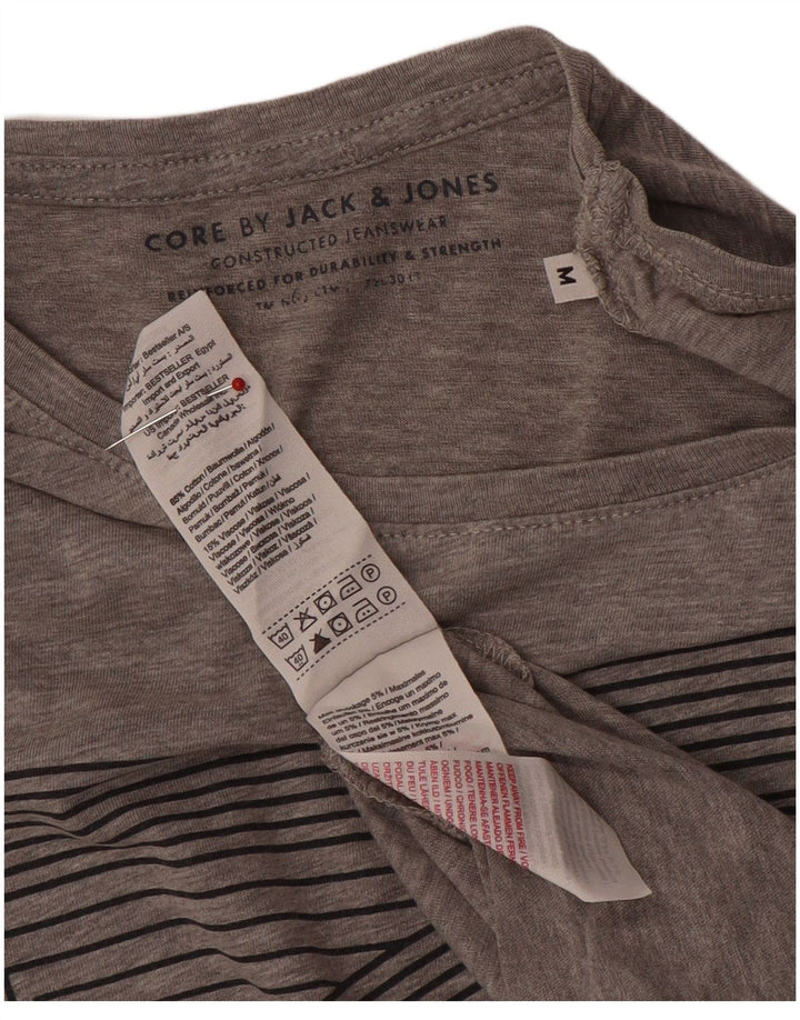 Camiseta gráfica masculina Jack & Jones algodão cinza médio
