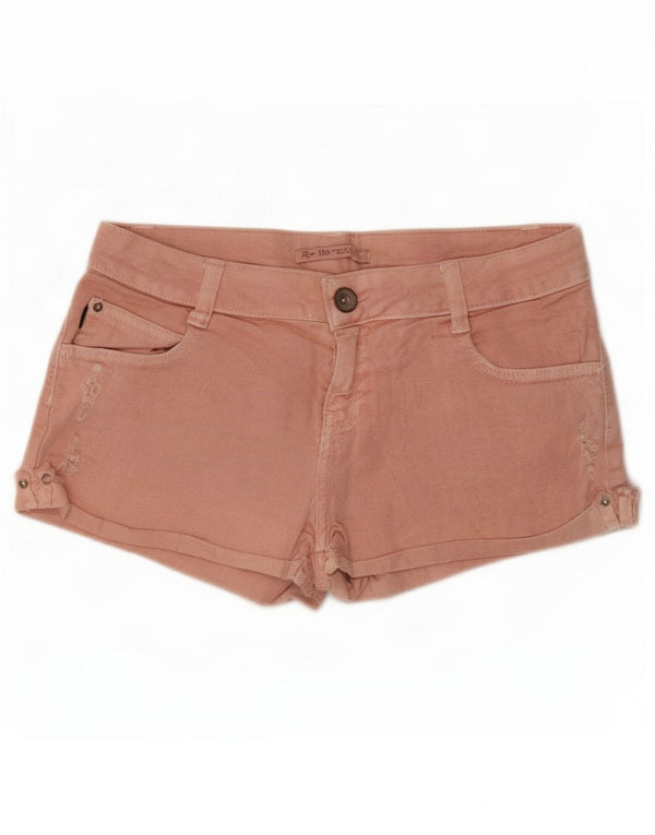 Zara Shorts jeans feminino desgastado UE 38 pequeno W28 rosa