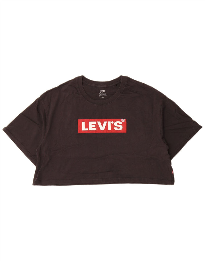 Camiseta feminina Levi's Crop Oversized Graphic UK 10 pequena preta