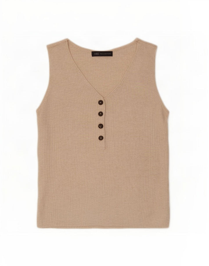 Colete feminino Marks & Spencer Top UK 14 grande viscose bege