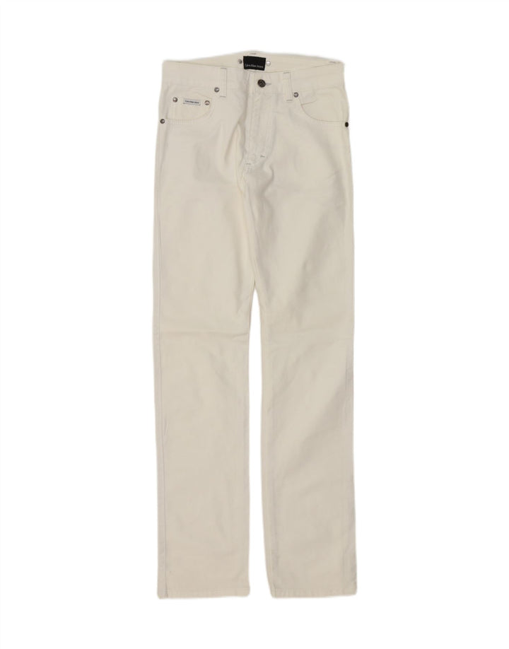 Calça jeans reta feminina CALVIN KLEIN W28 L34 algodão branco