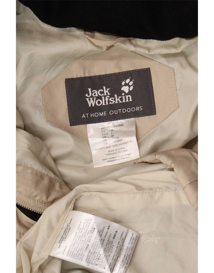 Casaco acolchoado com capuz feminino Jack Wolfskin Reino Unido 12/14 poliéster bege médio