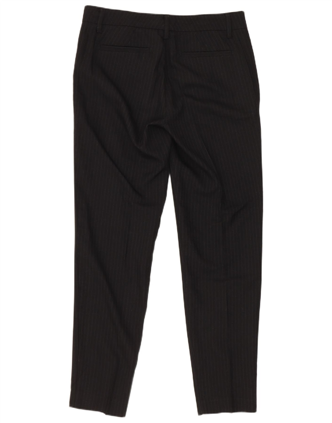 Stefanel feminino 1 botão 2 peças terno IT 40 pequeno W28 L28 risca de giz preta