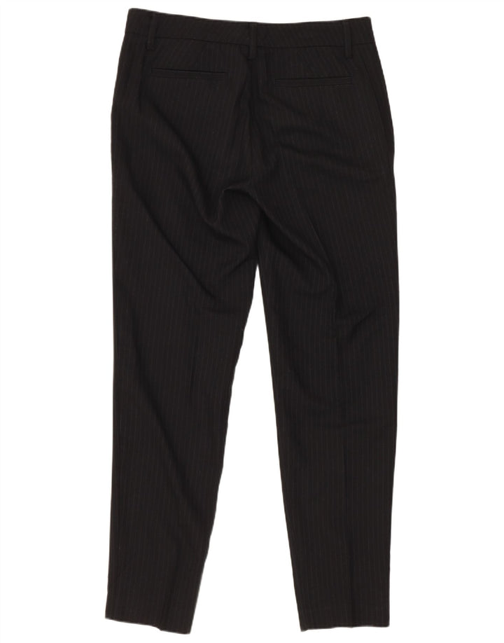 Stefanel feminino 1 botão 2 peças terno IT 40 pequeno W28 L28 risca de giz preta