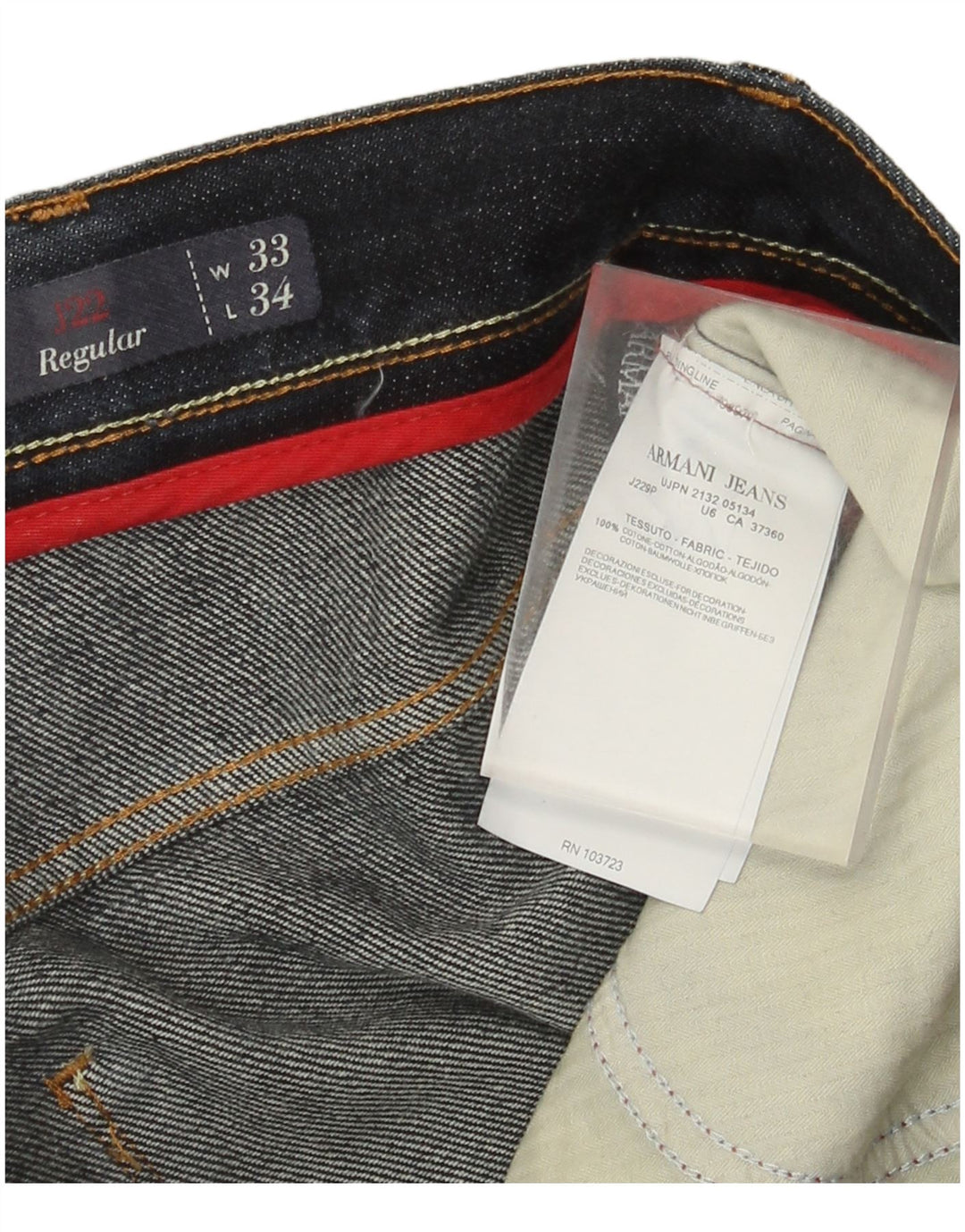 Armani Jeans Masculino Regular Straight Jeans W33 L31 Azul Marinho Algodão