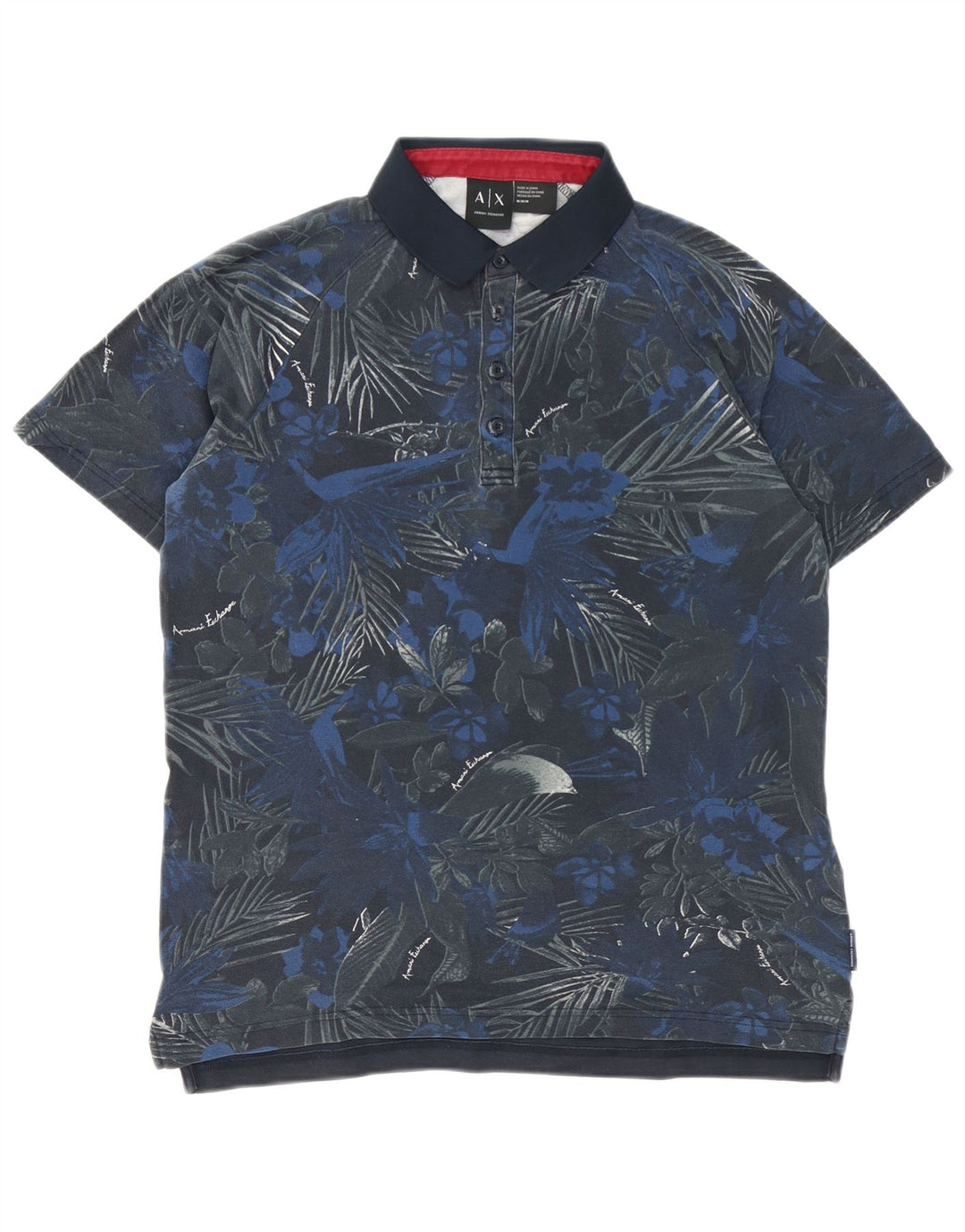 Camisa polo masculina Armani Exchange médio azul floral algodão