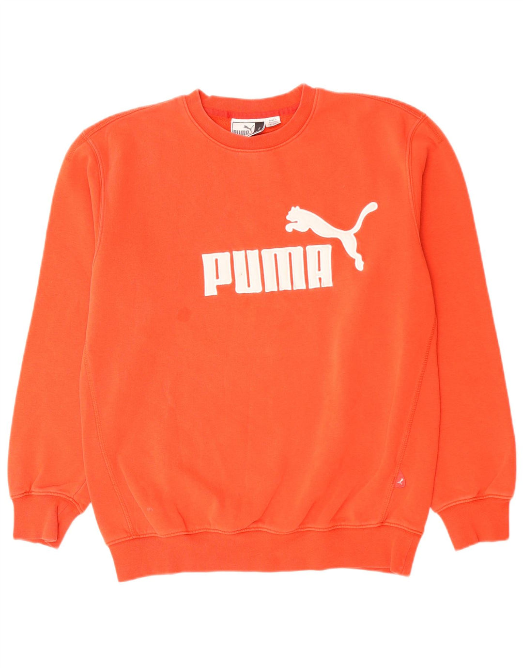 PUMA Mens Graphic Moletom Jumper Pequeno Algodão Laranja