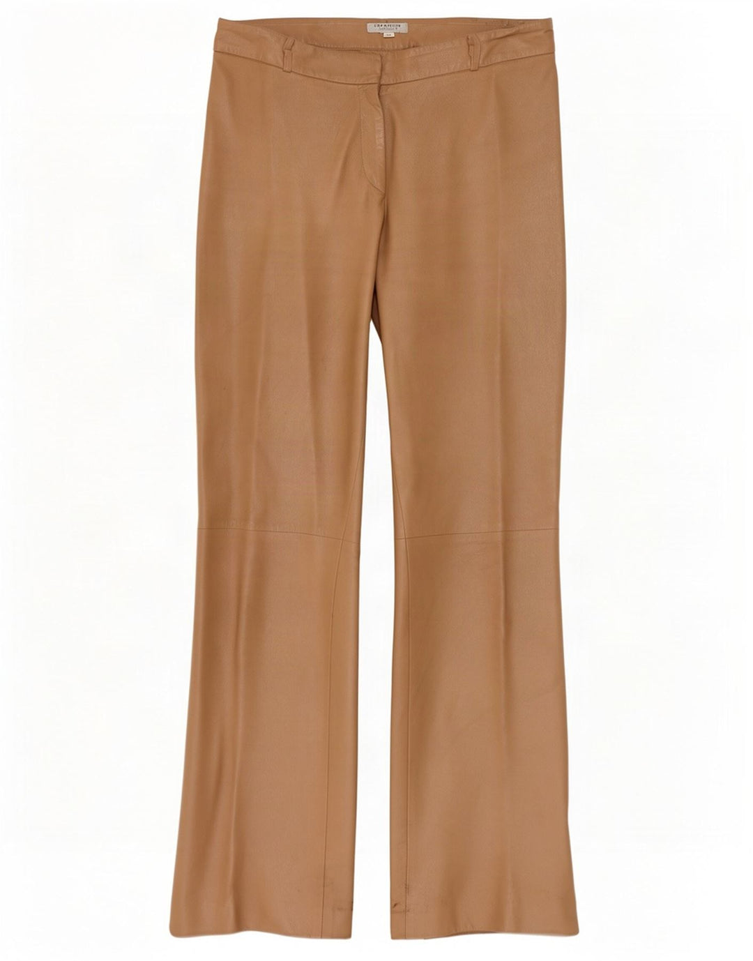 Calça feminina de couro Bootcut Conbipel IT 46 grande W34 L32 bege