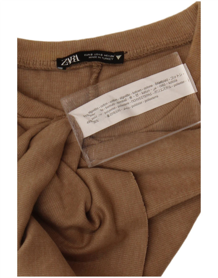 Colete feminino Zara UK 10 pequeno algodão marrom