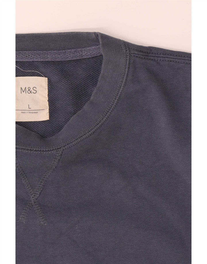 Suéter masculino Marks & Spencer grande algodão azul marinho