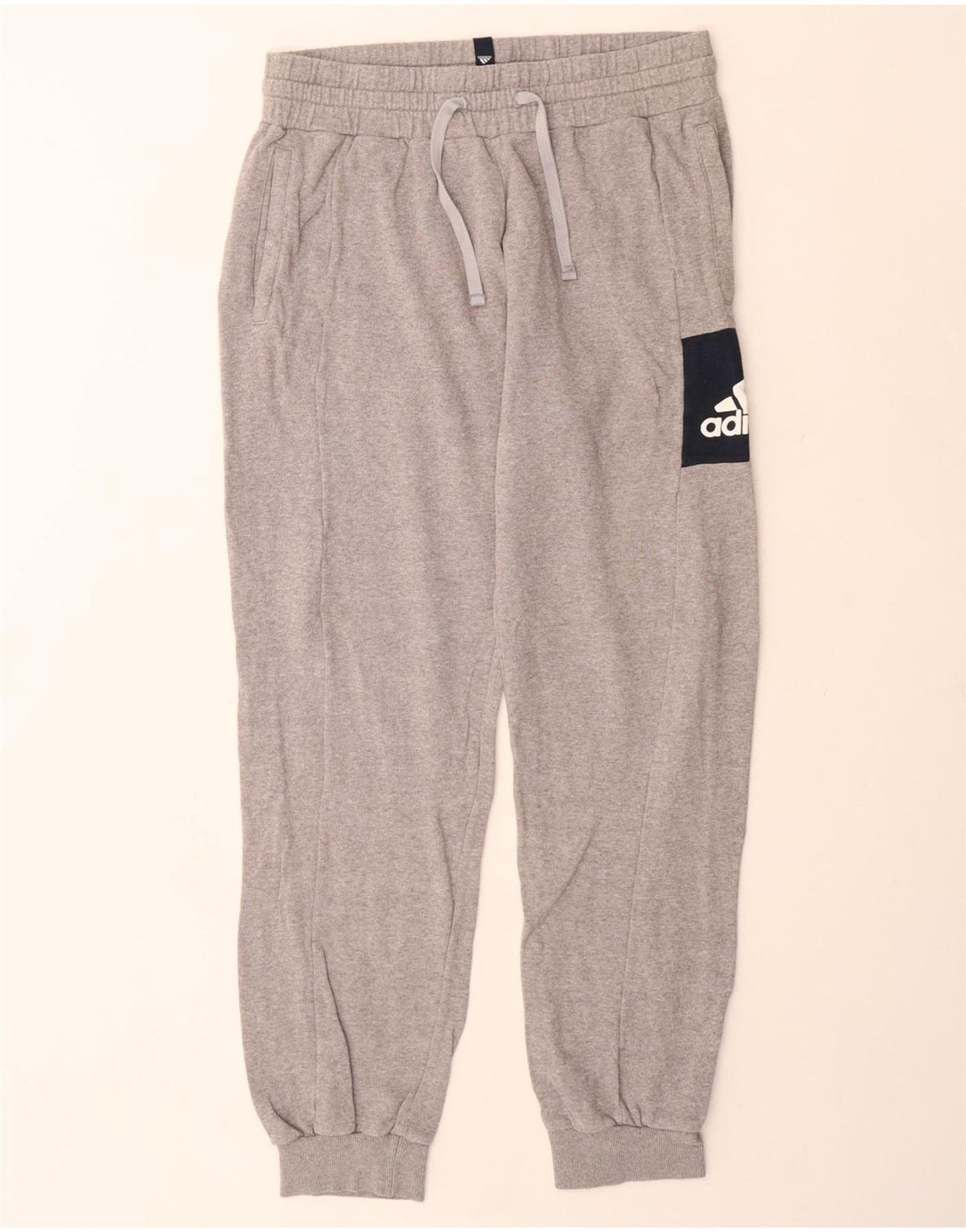 Calça de treino masculina Adidas Joggers UK 40/42 cinza médio colorblock