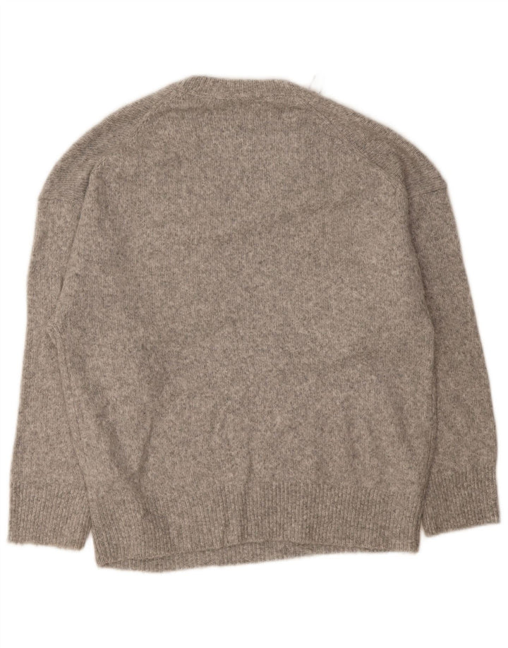 Suéter masculino Zara com decote em V pequeno acrílico cinza