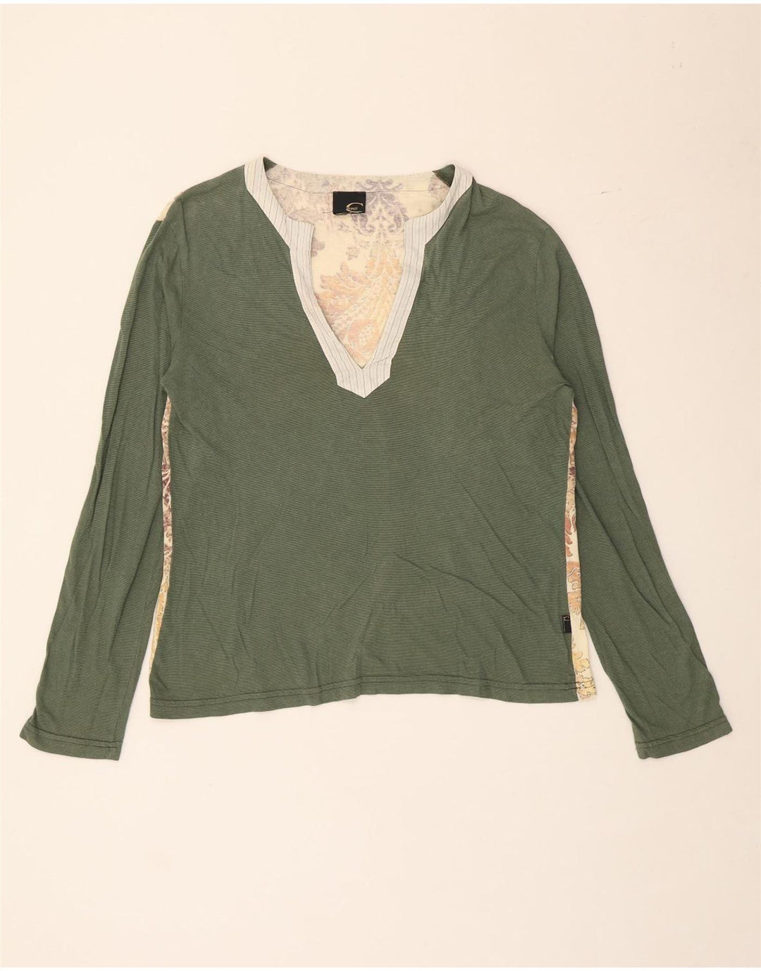 Top feminino Just Cavalli manga comprida Reino Unido 12 verde médio floral