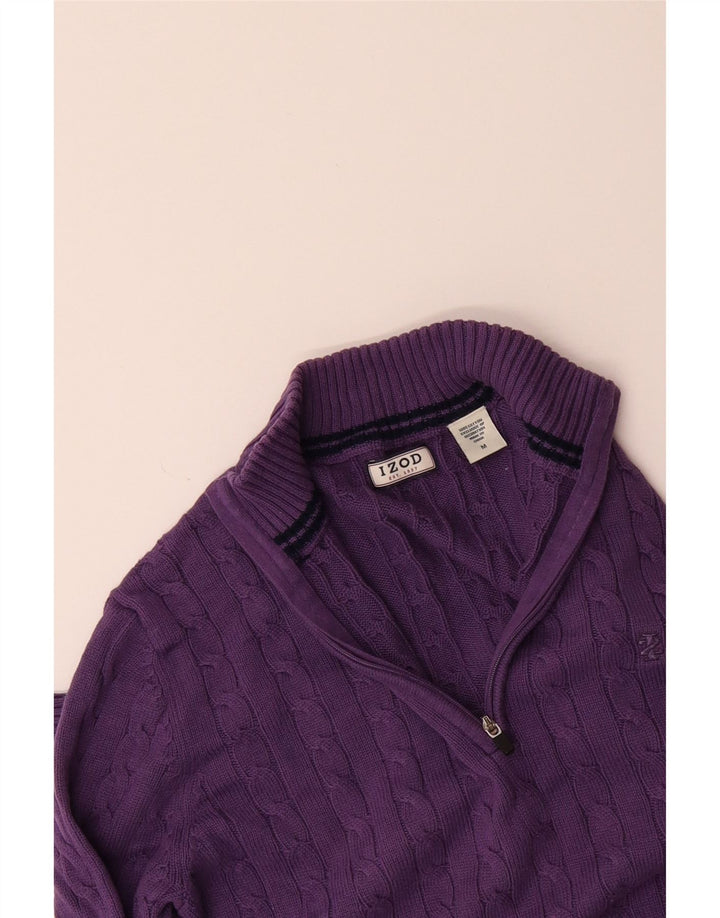 IZOD Mens Zip Neck Jumper Sweater Medium Purple Cotton Vintage Izod and Second-Hand Izod from Messina Hembry 