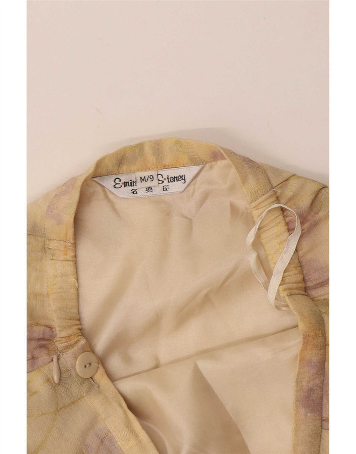 Saia vintage feminina linha A médio W24 amarelo floral