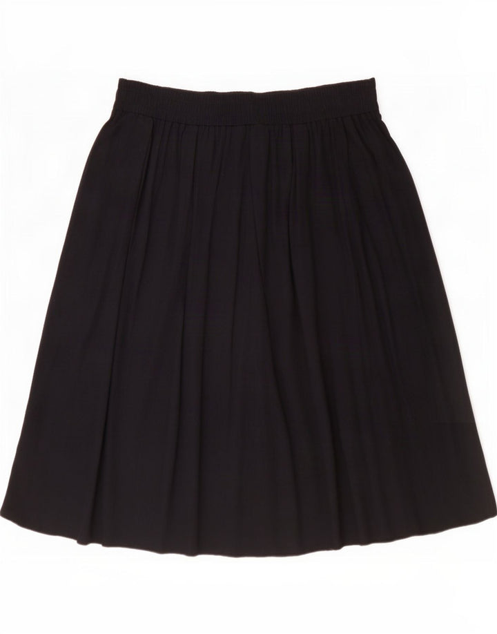 Saia plissada feminina St Michael UK 14 grande W32 viscose preta