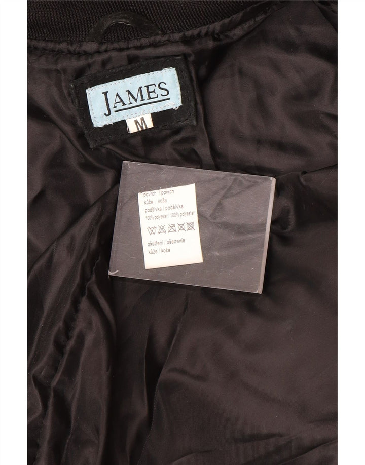 Jaqueta bomber masculina VINTAGE de camurça Reino Unido 38 couro preto médio