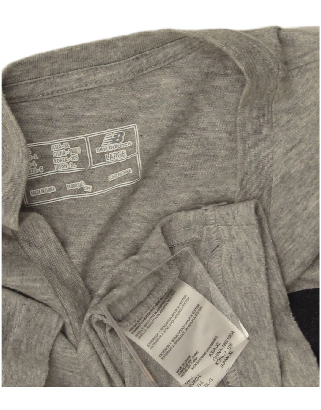 Camiseta gráfica masculina NEW BALANCE grande algodão manchado cinza