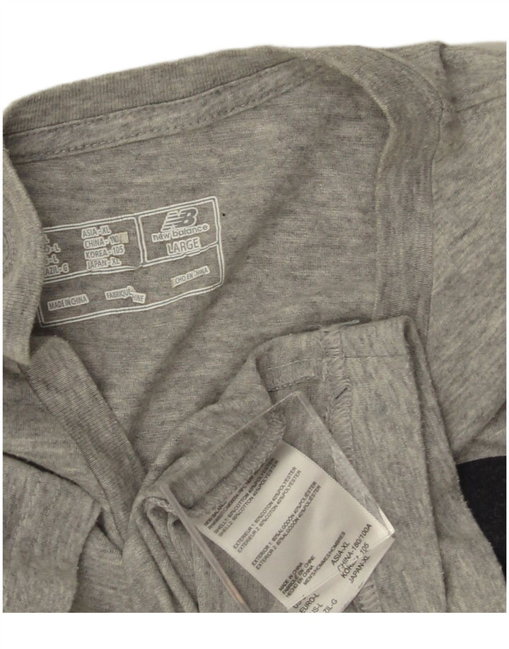 Camiseta gráfica masculina NEW BALANCE grande algodão manchado cinza