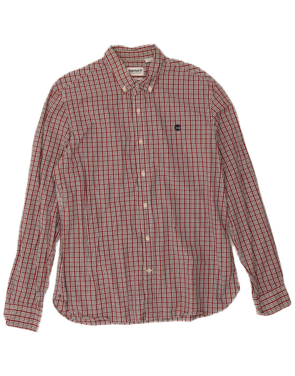 Camisa masculina Timberland grande xadrez vermelho algodão