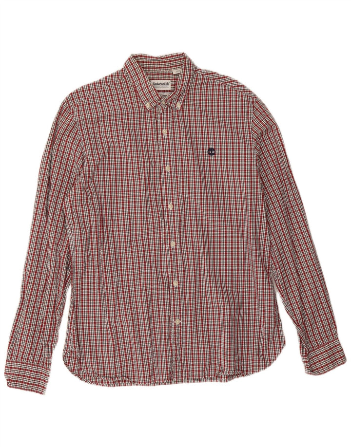 Camisa masculina Timberland grande xadrez vermelho algodão
