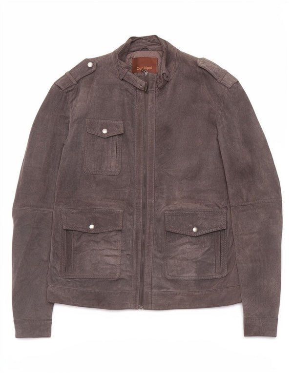 Jaqueta de couro militar masculina Conbipel IT 52 couro cinza grande