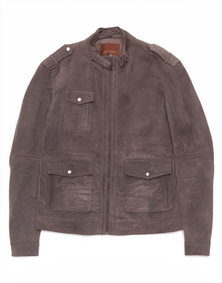 Jaqueta de couro militar masculina Conbipel IT 52 couro cinza grande