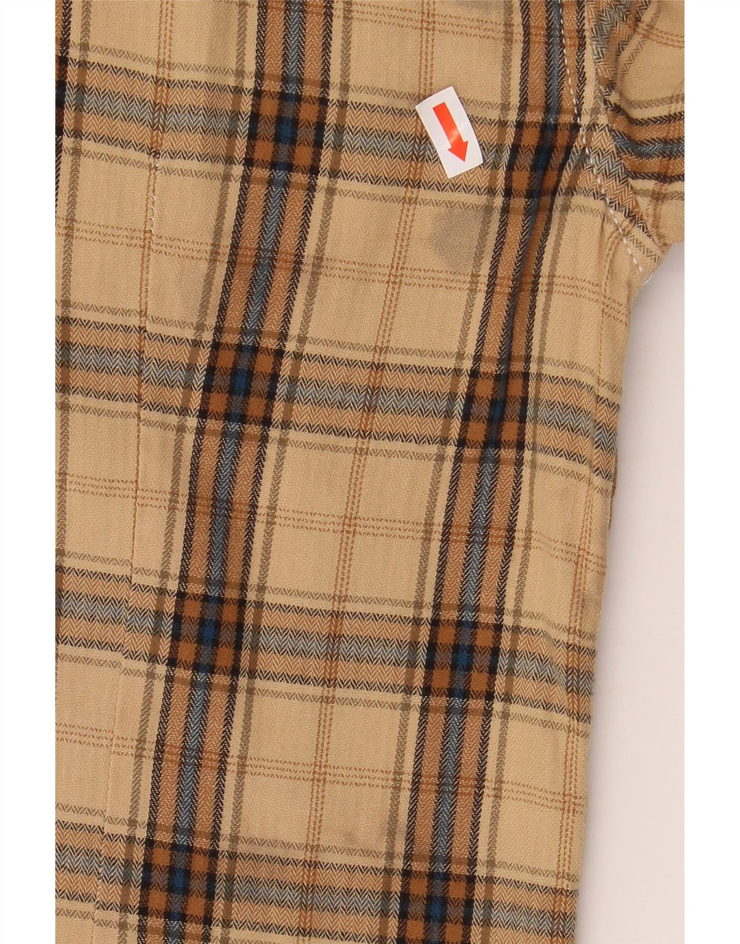 Camisa masculina de flanela Guess pequena algodão xadrez bege