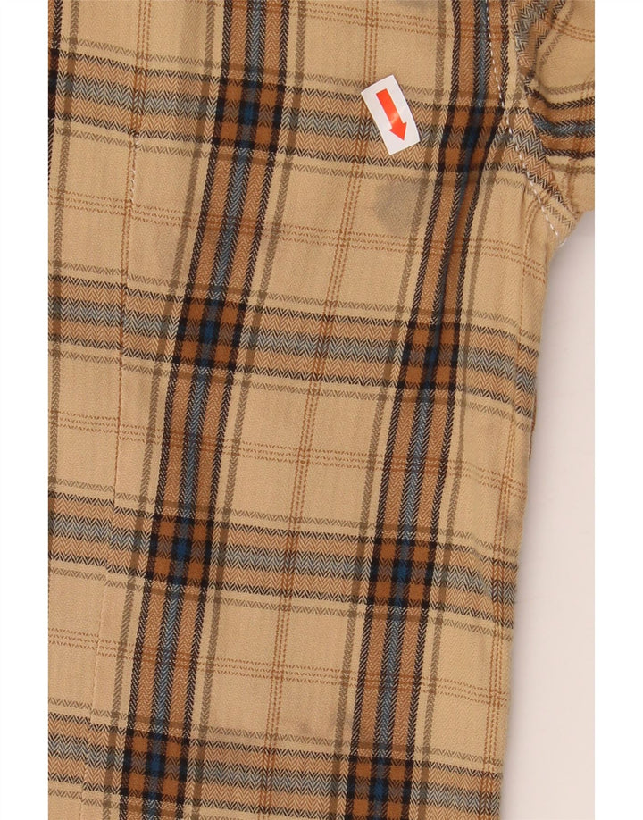 Camisa masculina de flanela Guess pequena algodão xadrez bege