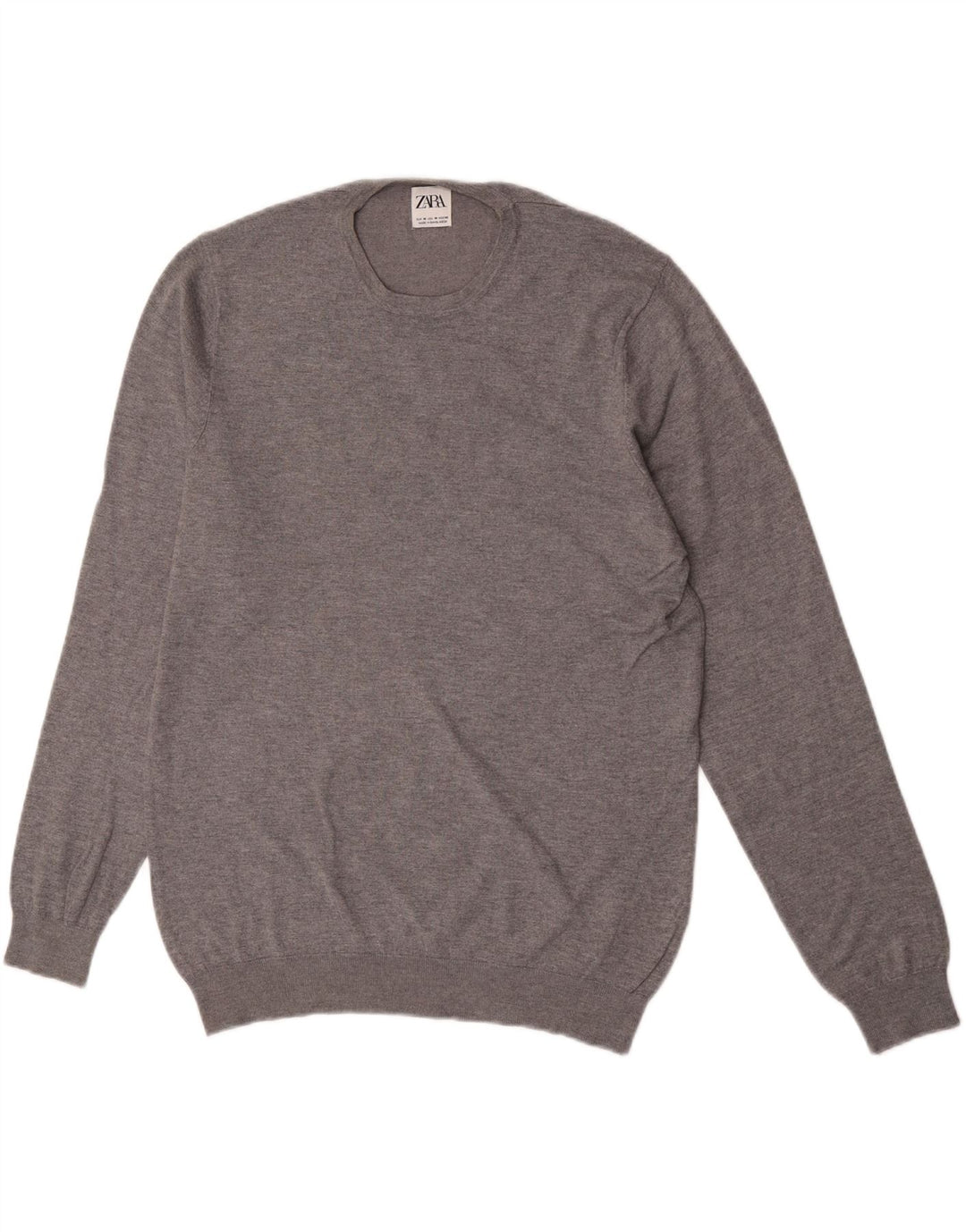 Zara Suéter masculino com gola redonda cinza médio