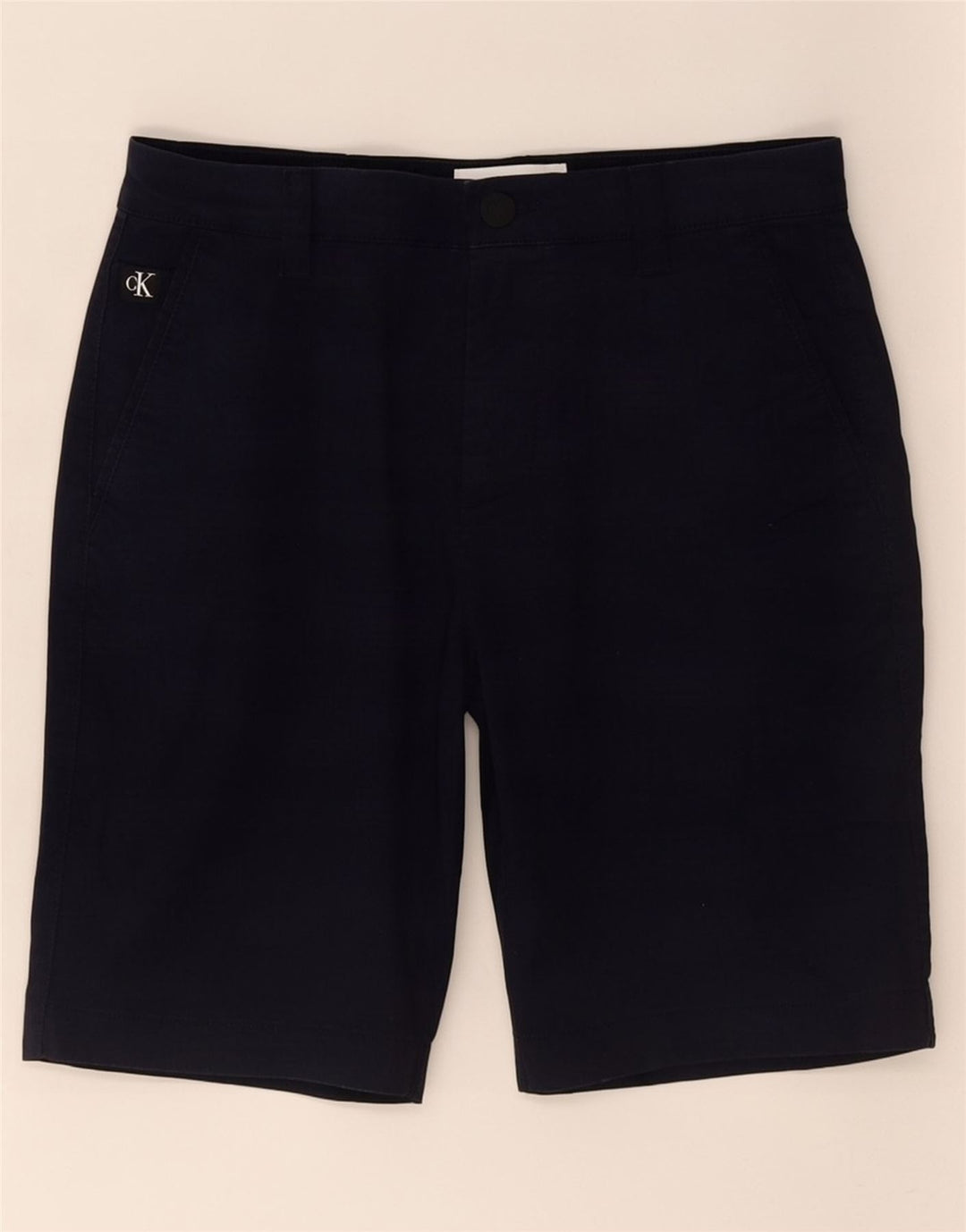 Calvin Klein Mens Chino Shorts Pequeno W30 Azul Marinho Algodão