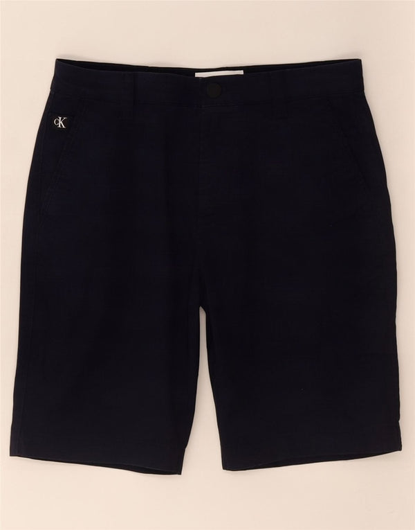 Calvin Klein Mens Chino Shorts Pequeno W30 Azul Marinho Algodão