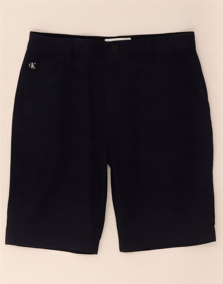 Calvin Klein Mens Chino Shorts Pequeno W30 Azul Marinho Algodão