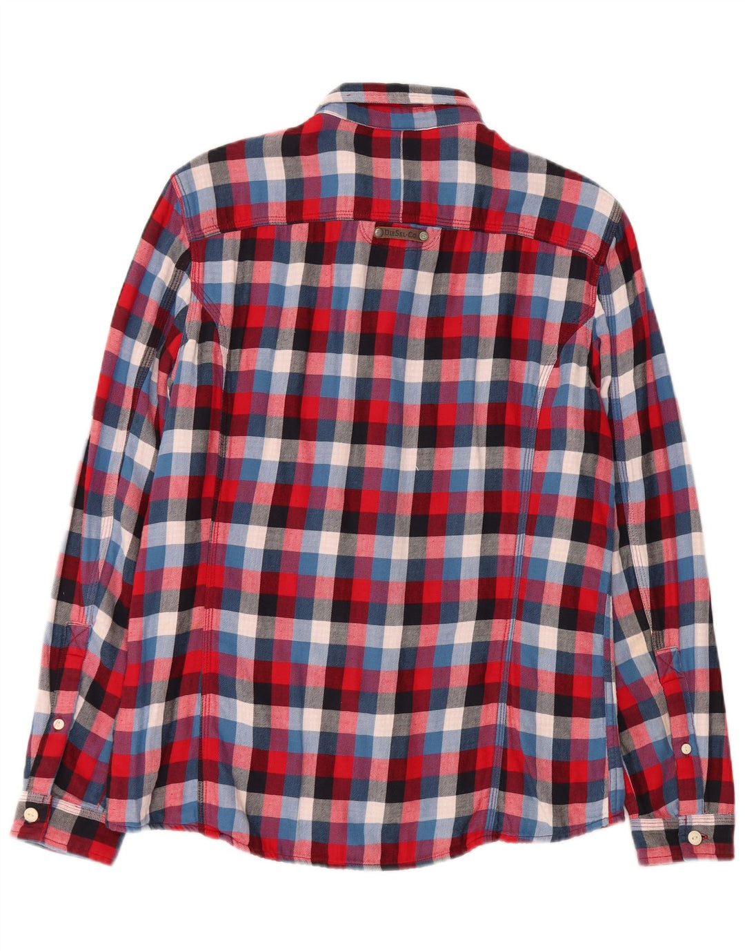 Camisa masculina diesel de flanela média xadrez vermelha de algodão