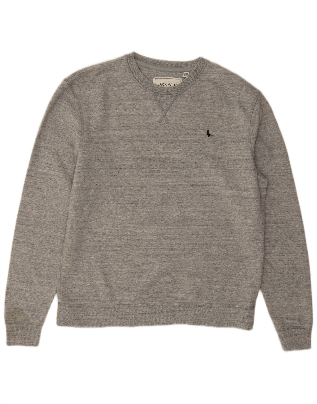 Jack Wills moletom masculino jumper médio cinza algodão manchado
