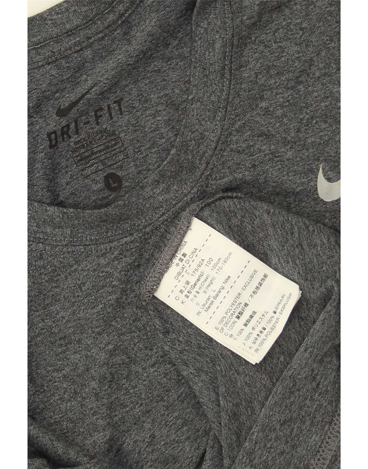 Camiseta masculina Nike Dri Fit Top grande poliéster manchado cinza